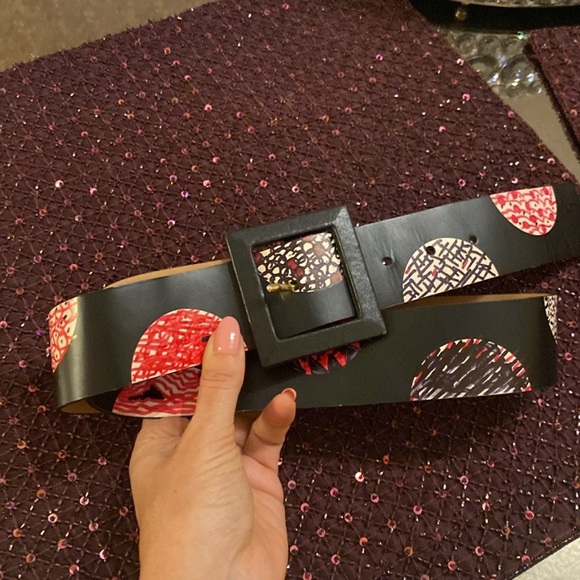 Kate Spade Black and Red Leather Belt size S - Picture 1 of 5